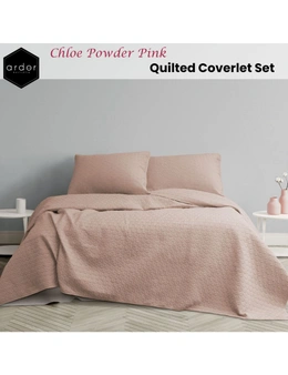 Ardor Boudoir Queen/King Bed Coverlet Set Chloe Luxe Soft Quilted Powder Pink