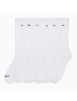 6PK Calvin Klein Men's One Size Basic Sport Athletic Crew Socks White