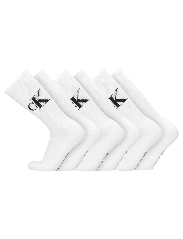 6PK Calvin Klein Men's One Size 1/2 Terry Cushion Crew Socks White Assorted, hi-res image number null