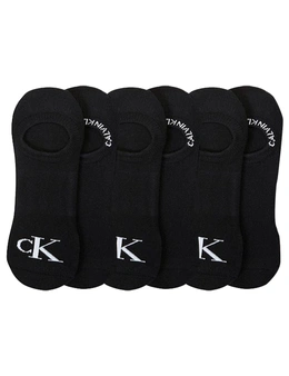 6PK Calvin Klein Men's One Size 1/2 Terry Cushion Liner Socks Black Assorted