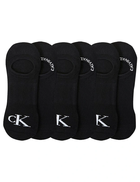 6PK Calvin Klein Men's One Size 1/2 Terry Cushion Liner Socks Black Assorted, hi-res image number null