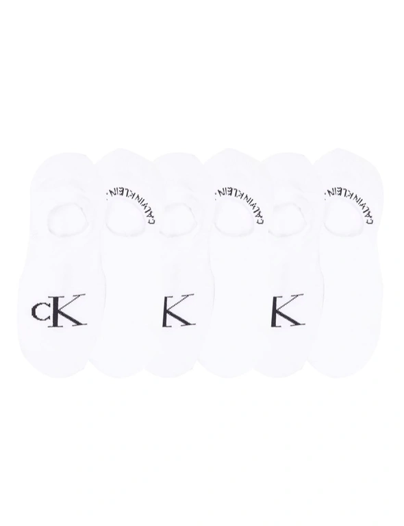 6PK Calvin Klein Women's One Size Flat Knit Sneaker Liner Socks White Assorted, hi-res image number null