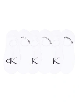 6PK Calvin Klein Women's One Size Flat Knit Sneaker Liner Socks White Assorted