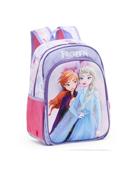 Frozen Kids 17" Travel Trolley Bag School Backpack w/ Wheels/Side Pockets Purple
