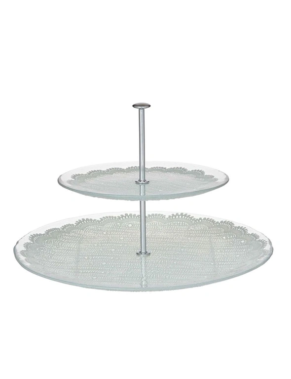 Davis & Waddell Willow 2 Tier Glass Serving Platter/Food Stand Display/Cupcake, hi-res image number null