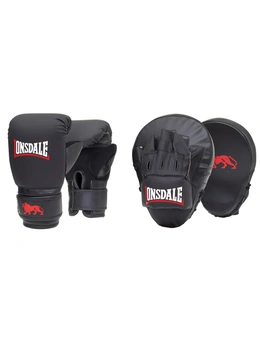 4pc Lonsdale Boxing Sparring/Training Glove & Mitt Combo Large/Extra Large Black