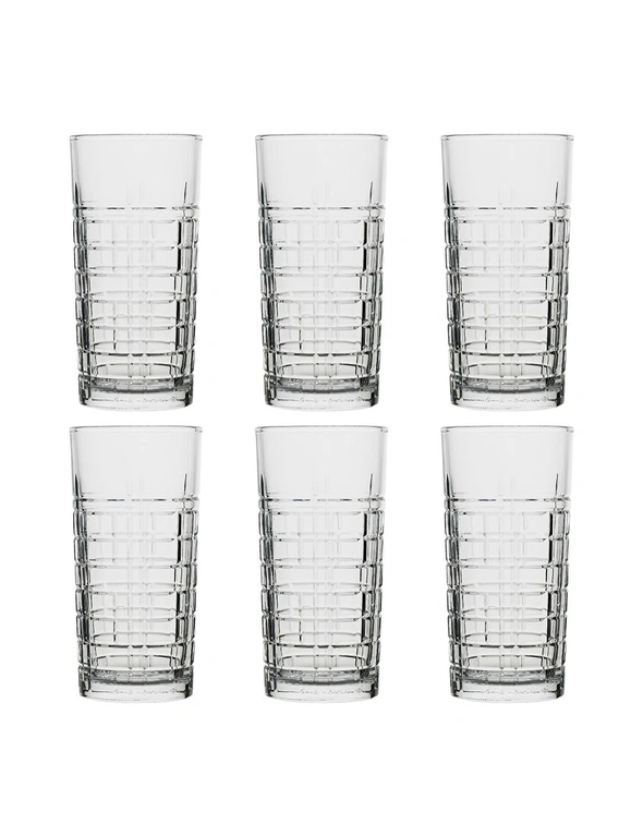 6pc Ecology Jasper 320ml Hi Ball Glass Drink Tumblers Cocktail Glasses Clear, hi-res image number null