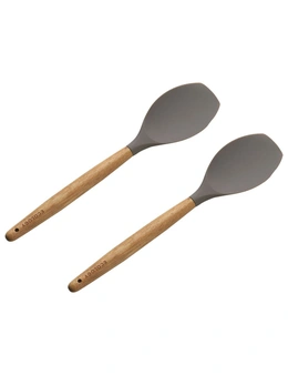 2x Ecology 32cm Silicone Spatula Acacia Wood Handle Kitchen Cooking Utensil