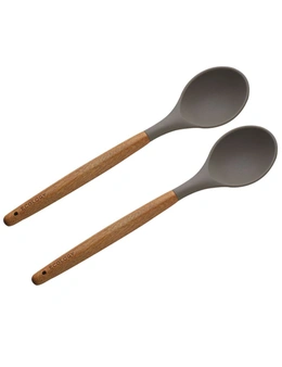 2x Ecology 32cm Silicone Spoon Kitchen Cooking Utensil w/Acacia Wood Handle