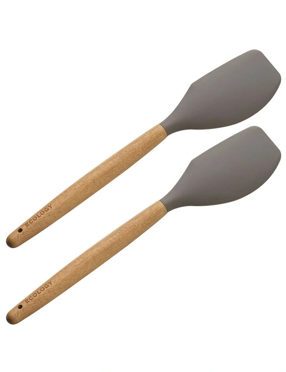 2pc Ecology Provisions 31.5cm Acacia Silicone Spatula Cooking/Baking Utensil GRY, hi-res image number null
