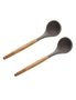 2x Ecology Acacia 32cm Wood Silicone Ladle Kitchen Food Cooking Utensil GRY/BRN, hi-res