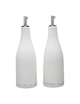 2pc Ecology Adobe 360ml/22cm Oil & Vinegar Container Porcelain Bottle Set White