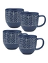 4x Ecology Dwell Herringbone Glazed Drinking Mug/Teacup Stoneware 340ml Blue, hi-res