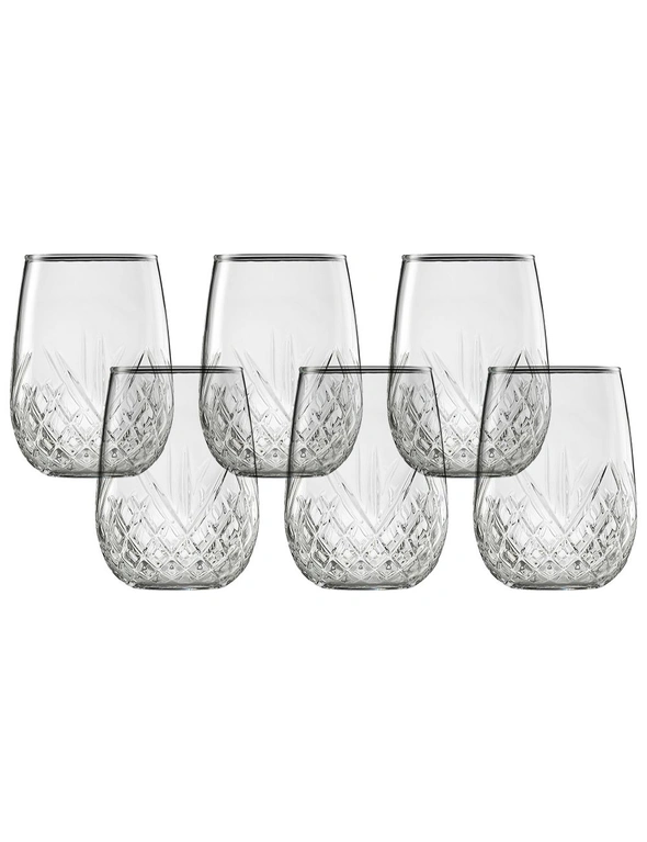 6pc Ecology Carmen 490ml Stemless Wine Glasses Goblets Drink Cup Tumblers Clear, hi-res image number null
