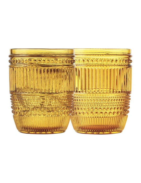 4pc Ecology Groove 240ml Glass Tumblers Water/Cocktail Round Drinking Cup Amber, hi-res image number null