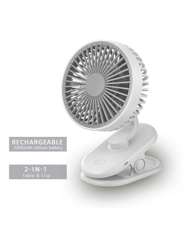 Sansai Rechargeable Clip Desktop Fan, hi-res image number null