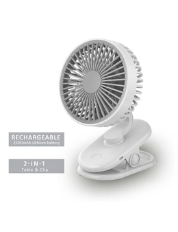 Sansai Rechargeable Clip Desktop Fan