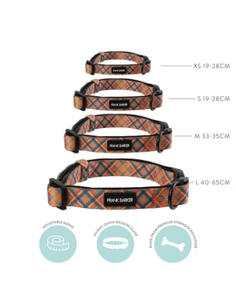 Frank Barker Adjustable 19-28cm Plaid Dog Collar Neck Strap w/ Clasp XS Orange
