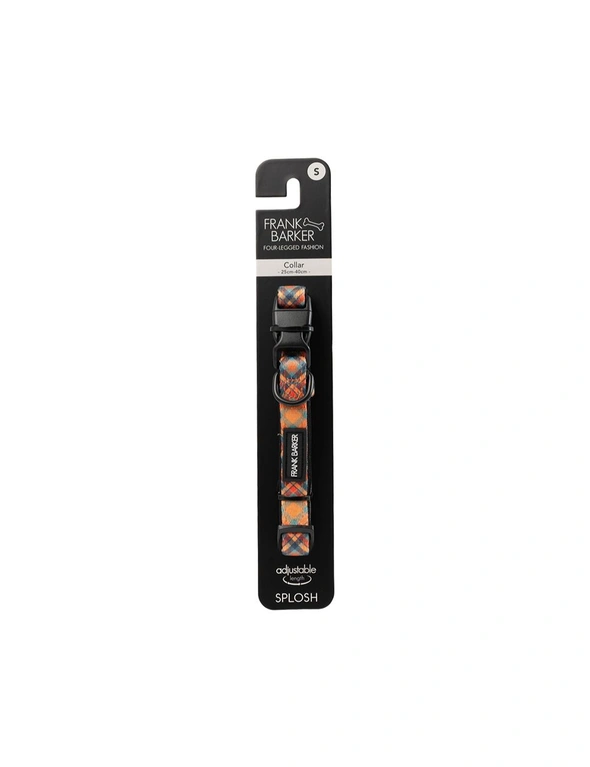 Frank Barker Adjustable 25-40cm Plaid Dog Collar Neck Strap w/ Clasp S Orange, hi-res image number null