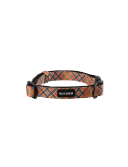 Frank Barker Adjustable 25-40cm Plaid Dog Collar Neck Strap w/ Clasp S Orange