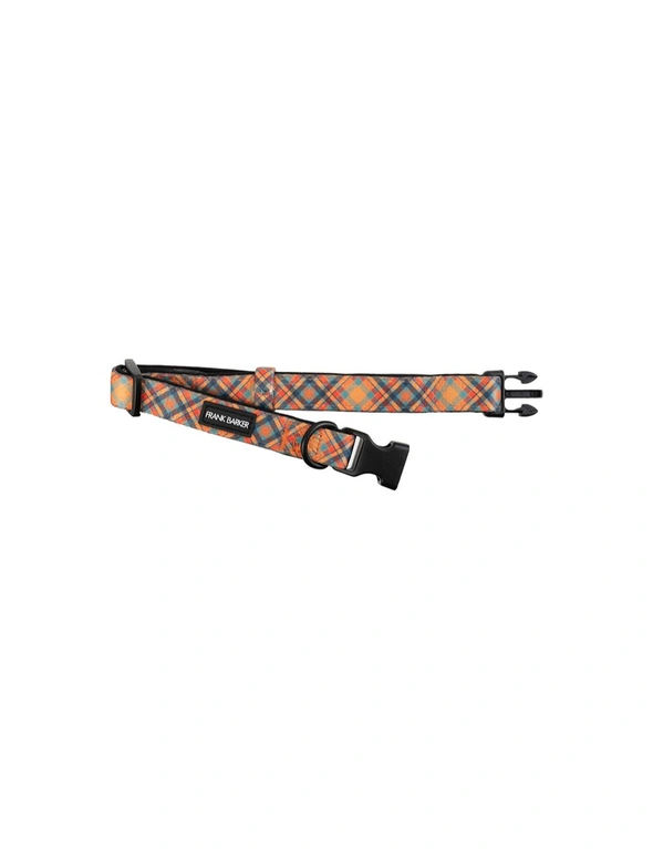 Frank Barker Adjustable 25-40cm Plaid Dog Collar Neck Strap w/ Clasp S Orange, hi-res image number null
