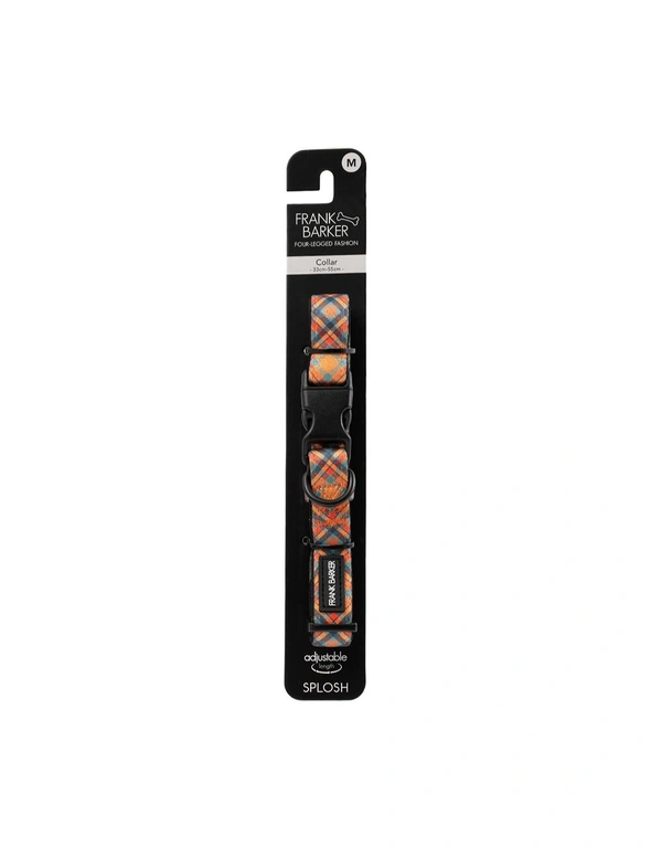 Frank Barker Adjustable 33-55cm Plaid Dog Collar Neck Strap w/ Clasp M Orange, hi-res image number null