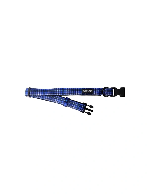 Frank Barker Adjustable 25-40cm Plaid Pet Dog Collar Neck Strap S w/ Clasp Blue, hi-res image number null