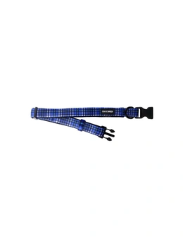 Frank Barker Adjustable 25-40cm Plaid Pet Dog Collar Neck Strap S w/ Clasp Blue