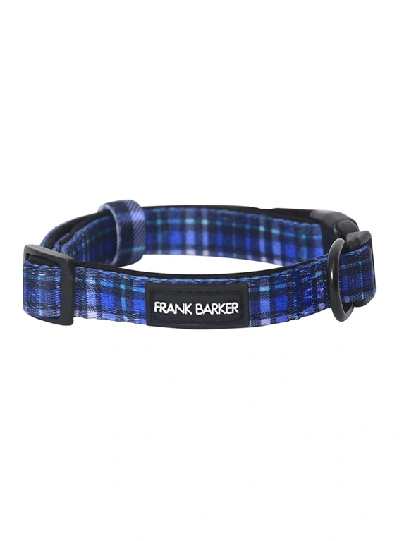 Frank Barker Adjustable 40-65cm Plaid Pet Dog Collar Neck Strap L w/ Clasp Blue, hi-res image number null