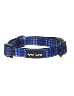 Frank Barker Adjustable 40-65cm Plaid Pet Dog Collar Neck Strap L w/ Clasp Blue