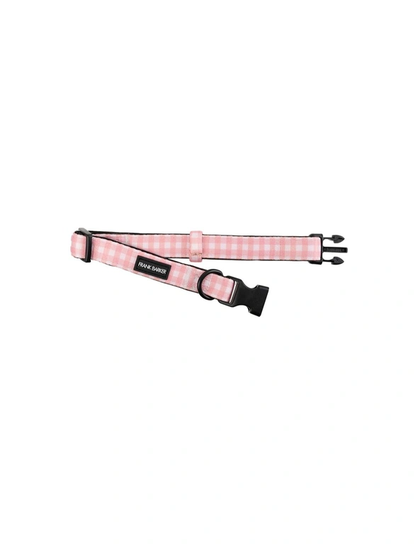 Frank Barker Adjustable 25-40cm Plaid Gingham Pet Dog Collar Neck Strap S Pink, hi-res image number null