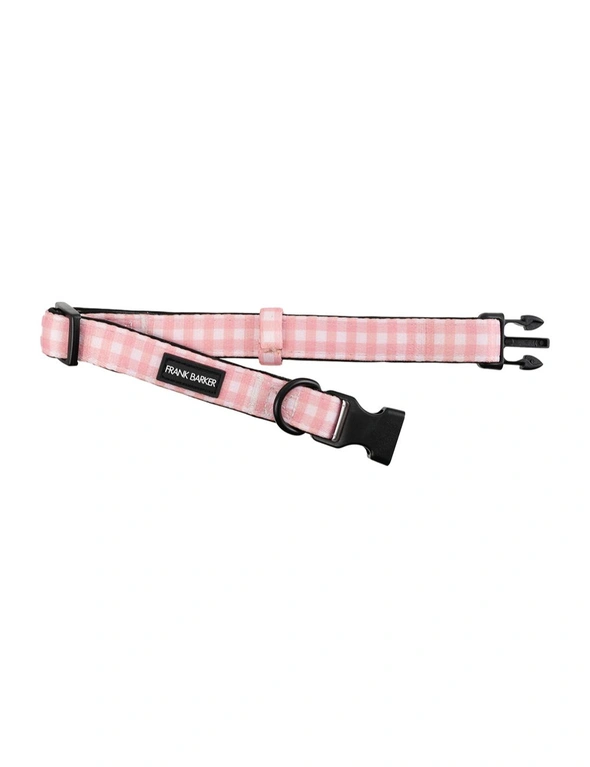 Frank Barker Adjustable 33-55cm Plaid Gingham Pet Dog Collar Neck Strap M Pink, hi-res image number null
