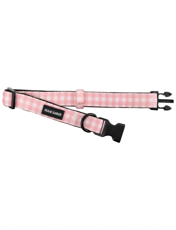Frank Barker Adjustable 40-65cm Plaid Gingham Pet Dog Collar Neck Strap L Pink, hi-res image number null