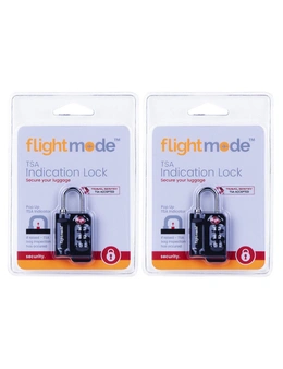2x Flightmode Tsa Pop Up Indication Padlock Travel Luggage/Bag Security Lock BLK