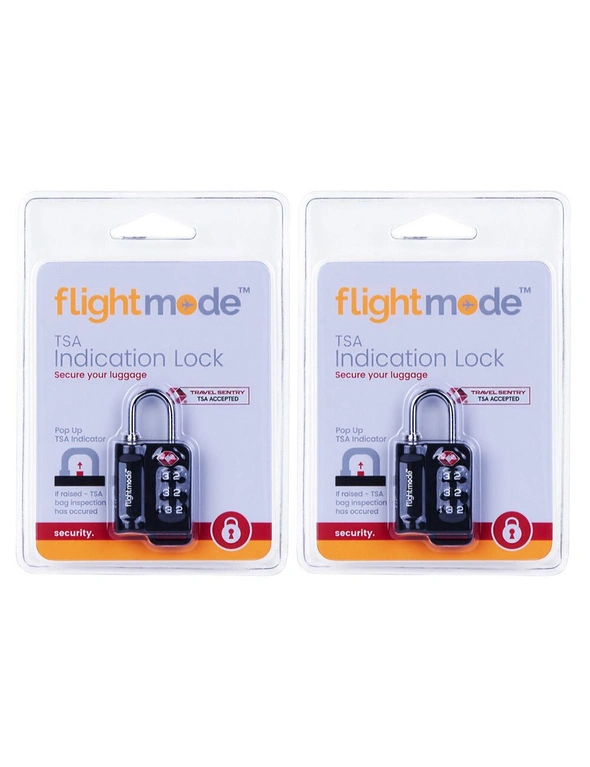 2x Flightmode Tsa Pop Up Indication Padlock Travel Luggage/Bag Security Lock BLK, hi-res image number null