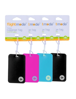 4x Flightmode PVC Bright Luggage Tags Travel Baggage/School Bag Label Pink