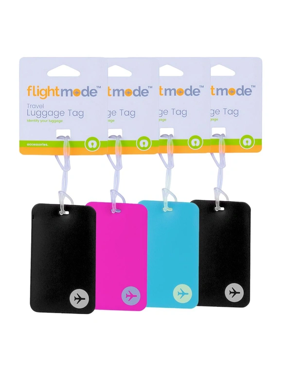 4x Flightmode PVC Bright Luggage Tags Travel Baggage/School Bag Label Pink, hi-res image number null