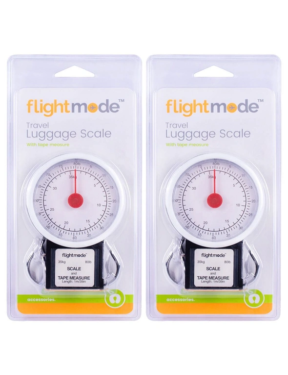 2x Flightmode Luggage Scale upto 35kg/80lb w/1m Retractable Measuring Tape, hi-res image number null