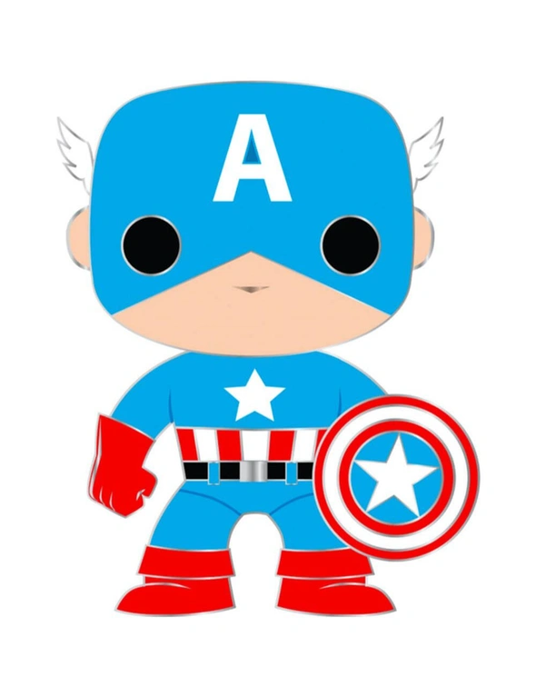 Marvel #07 Captain America 10cm Pop! Enamel Pin/Badge w/Stand Collectible 12y+, hi-res image number null