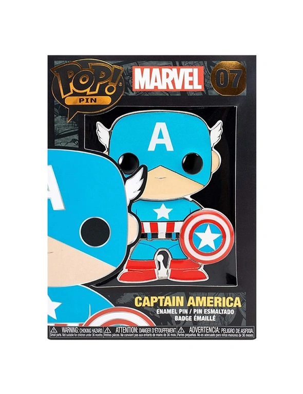 Marvel #07 Captain America 10cm Pop! Enamel Pin/Badge w/Stand Collectible 12y+, hi-res image number null