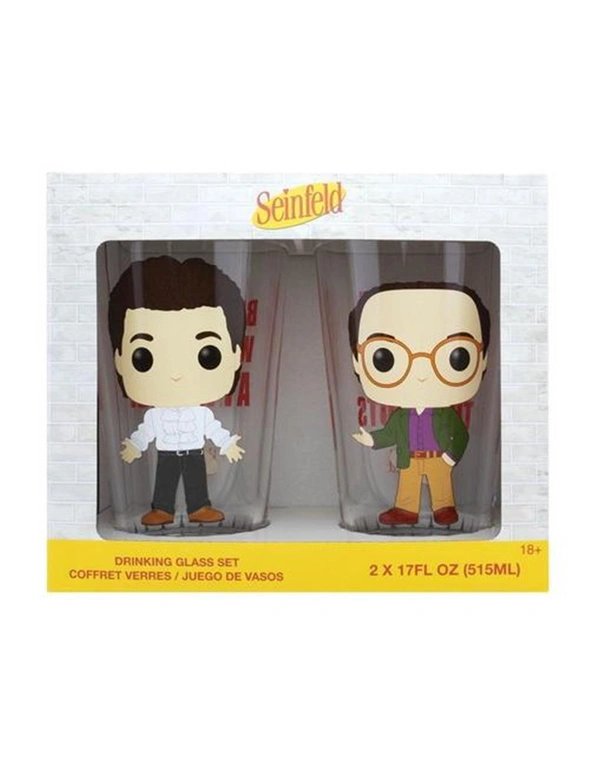 2PK Pop! Funko Drinkware Seinfeld Jerry & George Glass Set Collectable Set, hi-res image number null