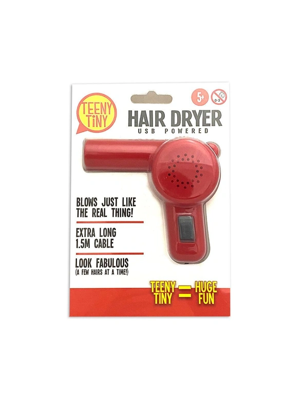 Teeny Tiny Hairdryer 10cm f/ Dolls/Home/Office USB Powered Kids Fun Game/Toy 5y+, hi-res image number null