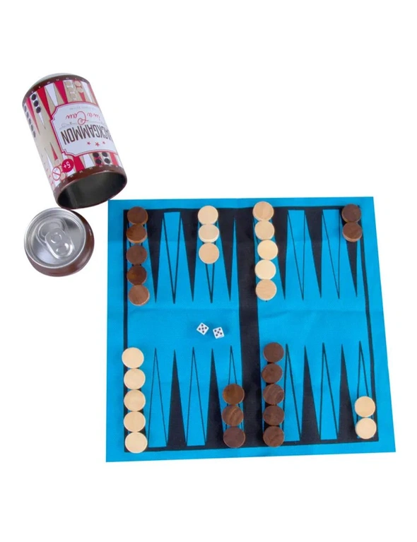 Backgammon 24cm Travel Board Game In a Can 5y+ Kids Fun/Family Activity Play, hi-res image number null