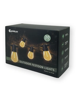 Sansai 20 Bulb LED 9W Festoon Warm White Outdoor DÃ©cor Festive String Lights 23m