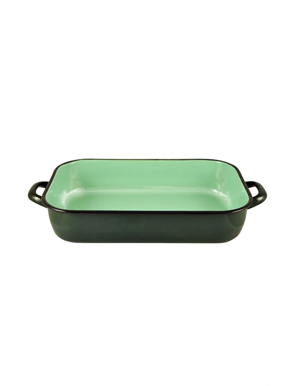 Urban Style 4.8L Enamel Baking Dish Rectangle Roasting Tray Oven Bakeware Green, hi-res image number null