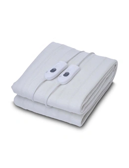 Goldair Select Flat Electric Blanket For Queen Bed Tie Down Heated 60W White