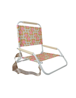 Good Vibes 60x58cm Beach/Outdoor Chair Foldable Retro Dot w/ Steel Frame White