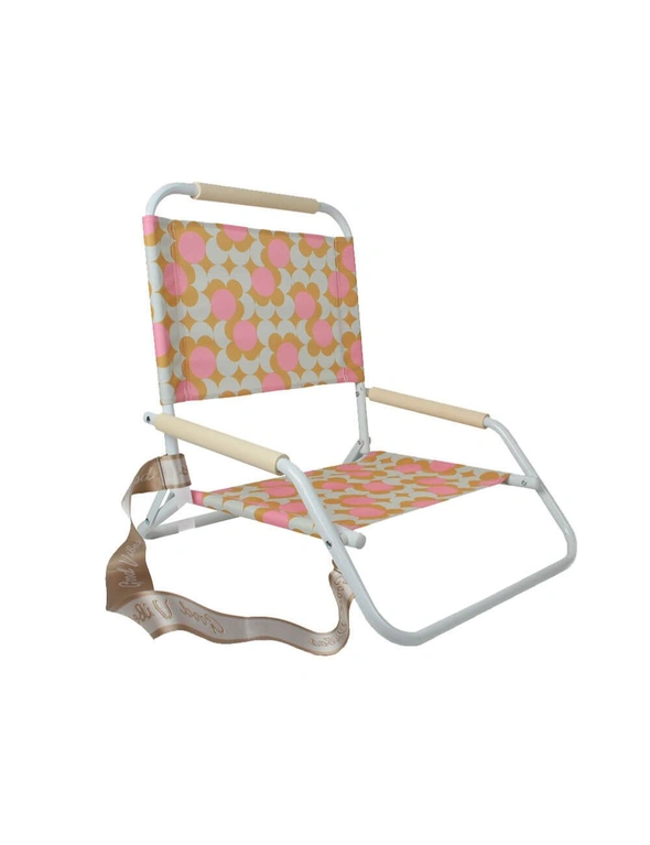 Good Vibes 60x58cm Beach/Outdoor Chair Foldable Retro Dot w/ Steel Frame White, hi-res image number null