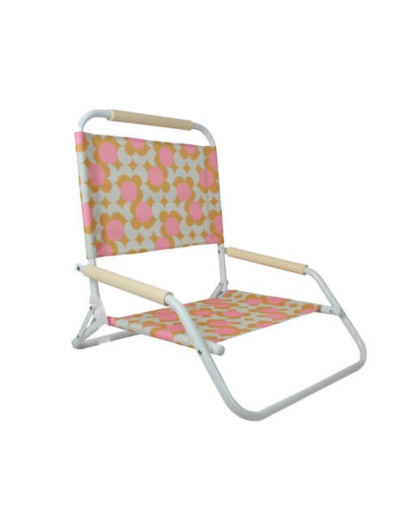 Good Vibes 60x58cm Beach/Outdoor Chair Foldable Retro Dot w/ Steel Frame White, hi-res image number null