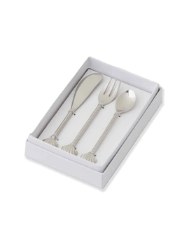 3pc Pilbeam Living Seychelles Sea Shell Appetiser Cutlery Tableware Set Silver